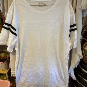 Retrofit White Tee Dress with Black Stripes NWOT XL/XXL
